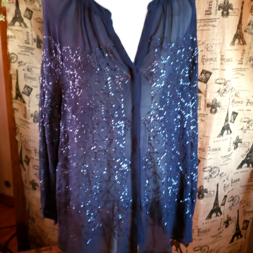 Black Label by Chico Blue sequin top